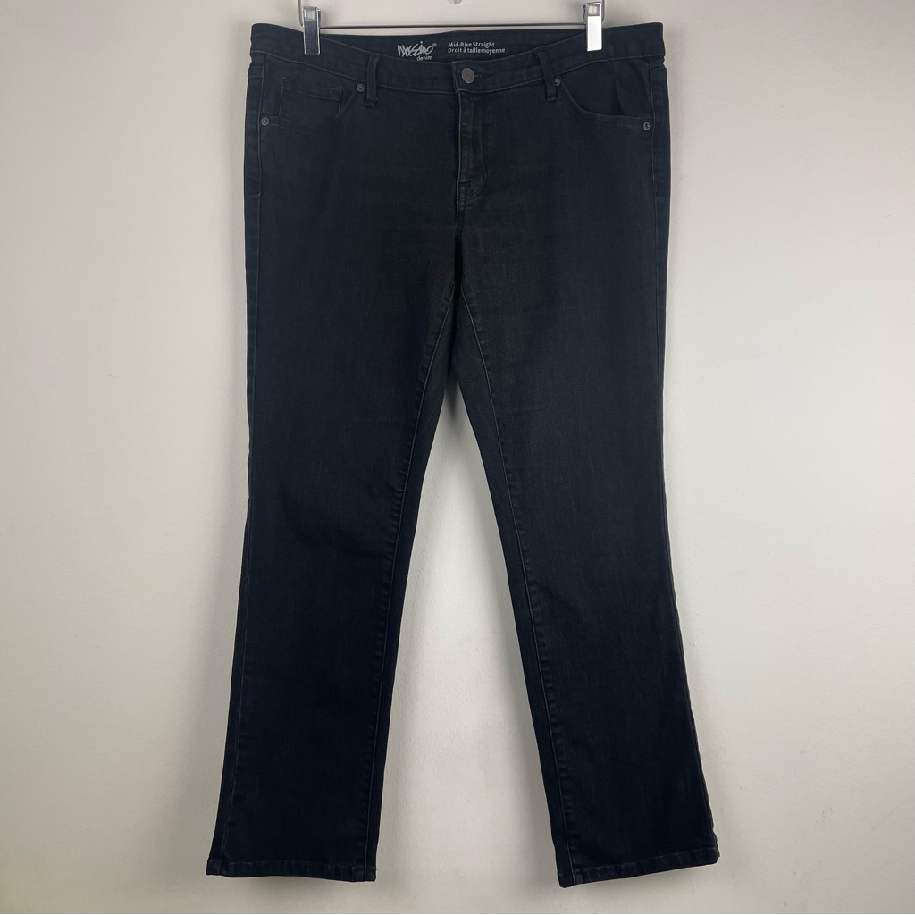 Mossimo Denim Black Mid Rise Straight Leg Jeans Size 14s